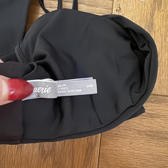 Aerie Black Cross Over Tie Scoop Bikini Top - Picture 3 of 4